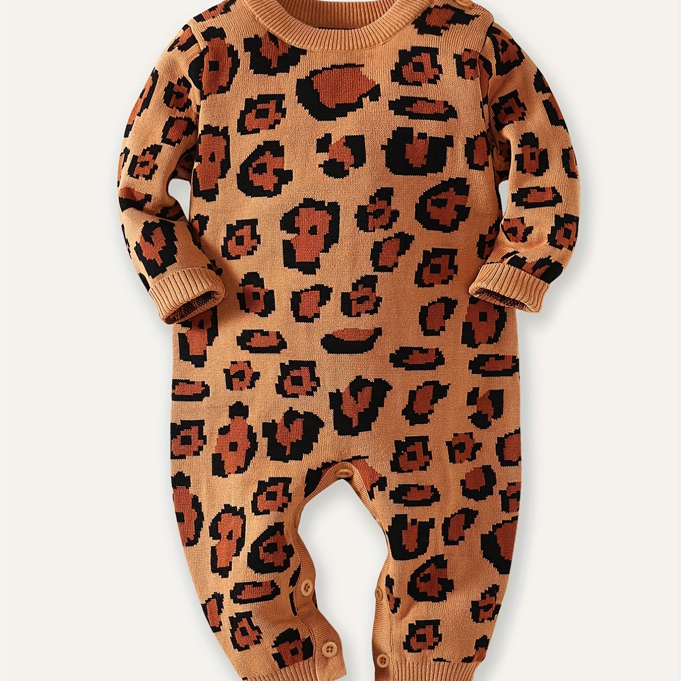 Infant Baby Leopard Sweater Long Sleeve Jumpsuit