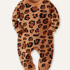 Infant Baby Leopard Sweater Long Sleeve Jumpsuit