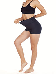 Solid Fitness Yoga Shorts Butt Lift High Elastic Sports Shorts