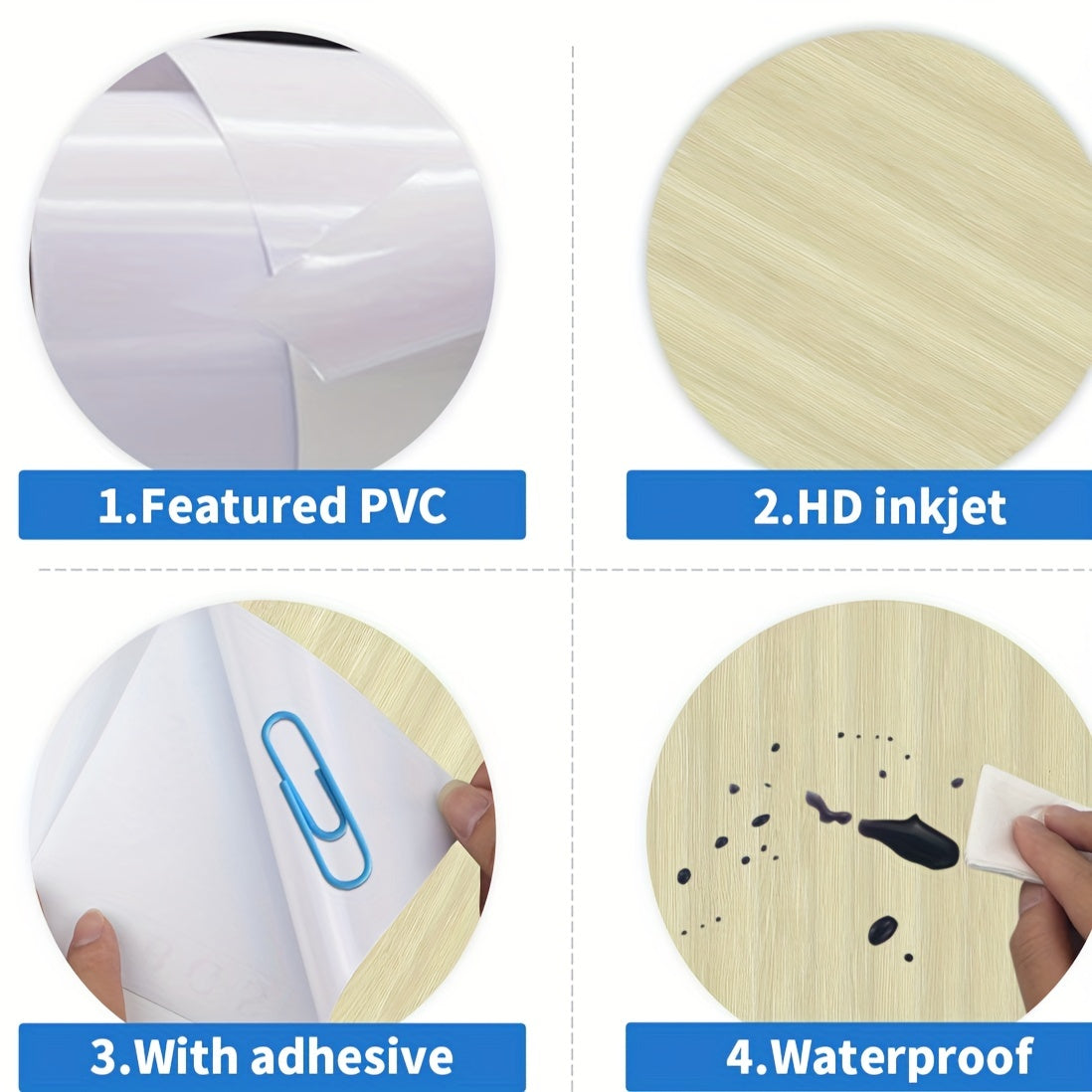 Wood Pattern Adhesive Floor Tiles 5pcs 0.7mm Waterproof PVC Flooring