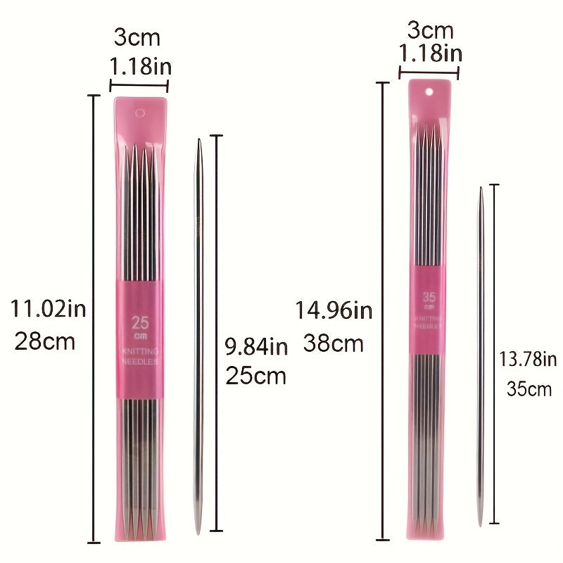 11Pcs Knitting Stainless Steel Needle Kit 2.0-6.0mm Straight Sweater Needle