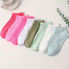 8 Pairs Solid Crew Socks Comfy & Breathable Women's Stockings