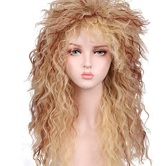 Men's Punk Style Long Curly Fiber Hair Wig Halloween Rock Wig