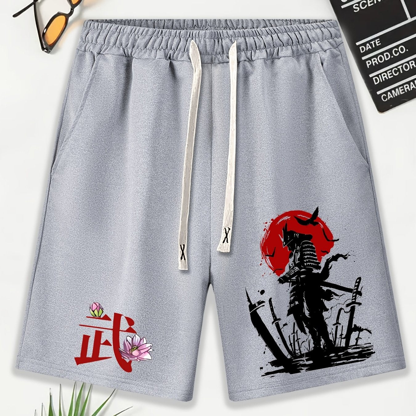 Warrior Pattern Comfy Shorts Men's Casual Elastic Waist Drawstring Shorts