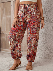 Tribal Paisley Print Drawstring Pants
