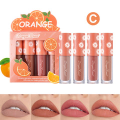 4 Pcs Strawberry Matte Lipstick Set Waterproof