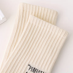 5 Pairs Letter Print Crew Sports Socks Women's Stockings