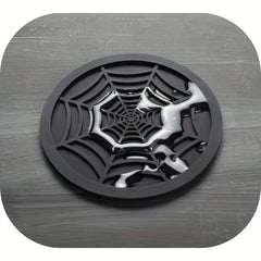 4pcs Spider Web Pattern Silicone Resin Coasters Halloween Decoration