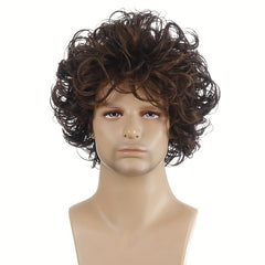 Curly Synthetic Short Hair Men's Wig for Parties