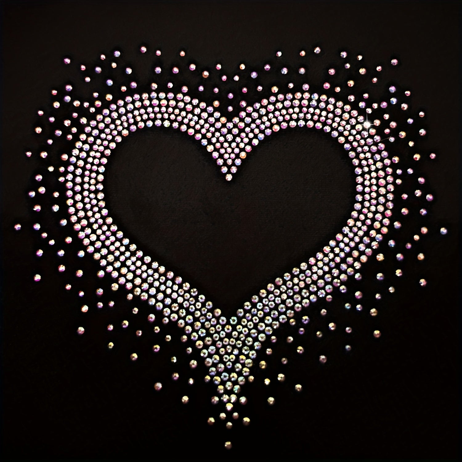 Iron On Heart Rhinestone Applique Transfer DIY Heart T Shirt Face Transfer Decal