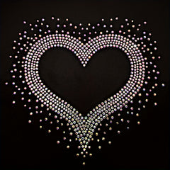 Iron On Heart Rhinestone Applique Transfer DIY Heart T Shirt Face Transfer Decal