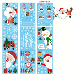 116 Pcs Christmas Window Stickers Santa Reindeer Snowman Snowflake Decoration