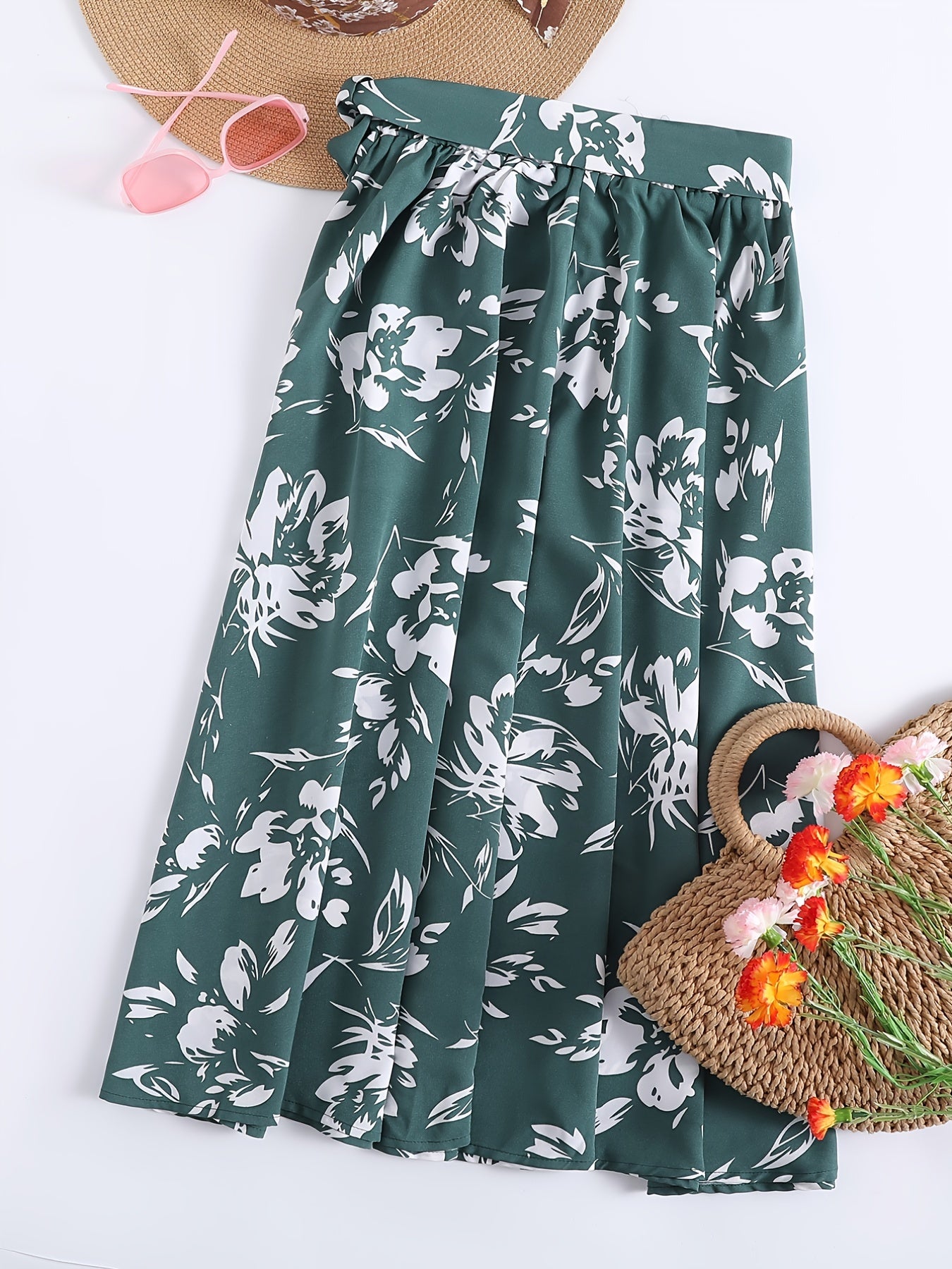 Boho Floral Pleated Skirt for Summer