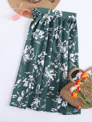 Boho Floral Pleated Skirt for Summer