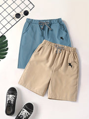 2pcs Boys Horses Print Shorts for Summer Kids Clothes