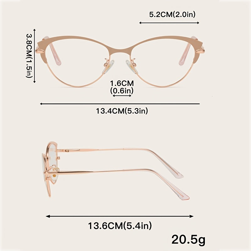 Light Blocking Glasses Cat Eye Clear Lens Anti Eyestrain Computer Metal Glasses