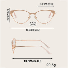 Light Blocking Glasses Cat Eye Clear Lens Anti Eyestrain Computer Metal Glasses