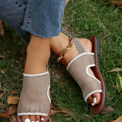 Women's Mesh Sandals Faux Leather Ankle Strap Shoes