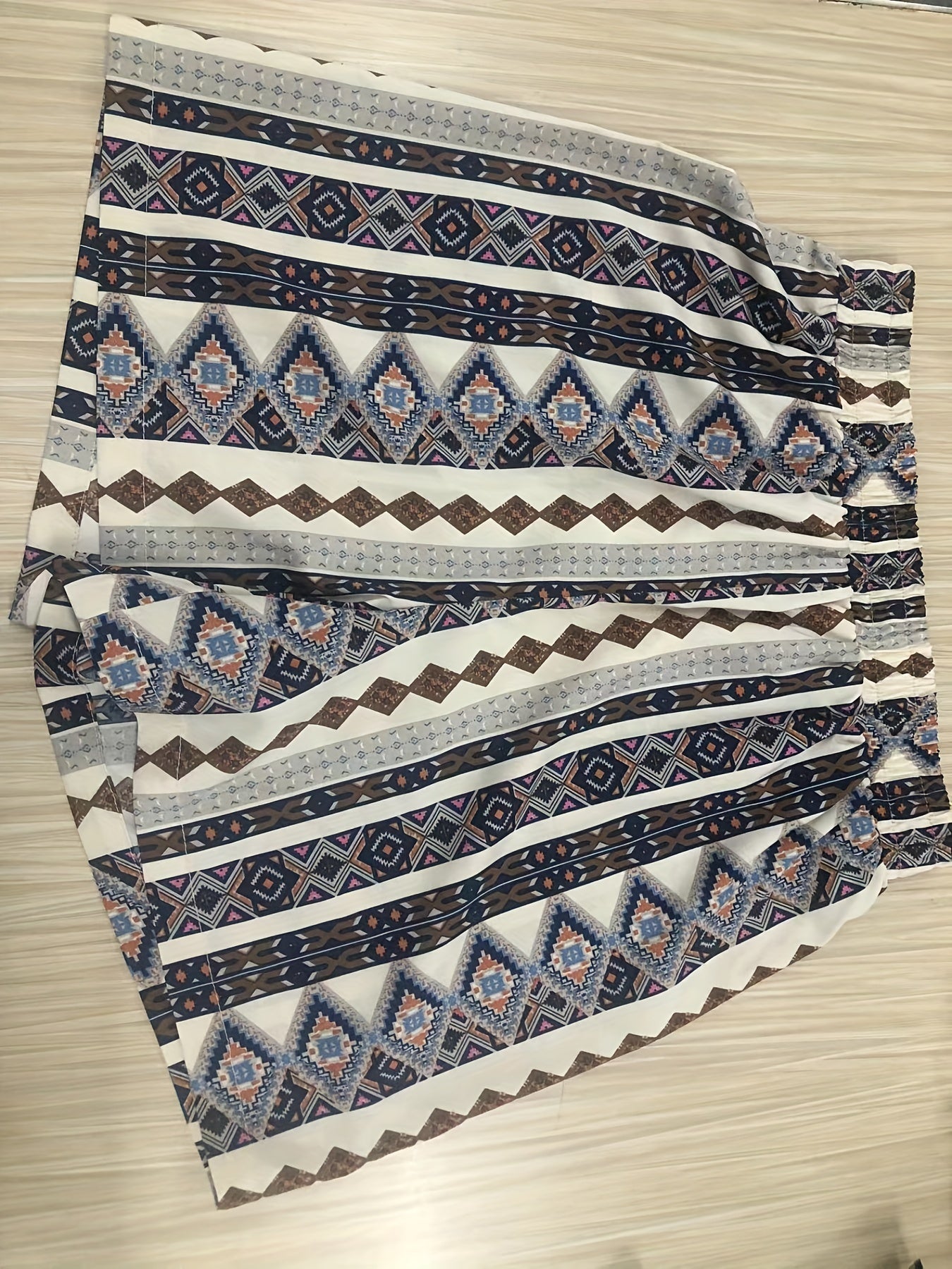 Graphic Print Smocked Waist Shorts Summer Vacation Wear