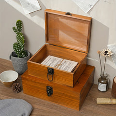 Vintage Wooden Jewelry Storage Box with Lock for Necklaces Earrings Bracelets