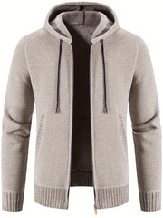 Men's Full Zip Casual Fleece Lined Hooded Cardigan Jacket Coat