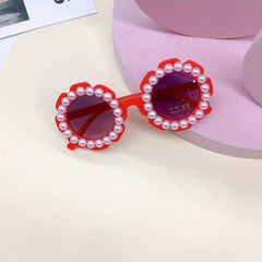 Y2K Flower Frame Faux Pearl Sunglasses UV Protective
