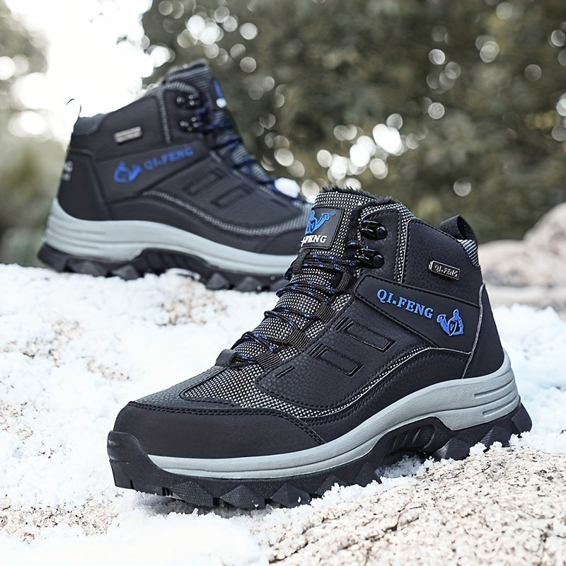 Men's Warm Plush Lining Hiking Boots Durable Non Slip Snow Boots