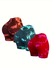 Tie Dye Yoga Shorts High Stretch Running Fitness Sports Shorts Women's Activewea