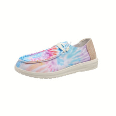 Women's Tie Dye Canvas Shoes Round Toe Slip On Low Top Lightweight Sneakers