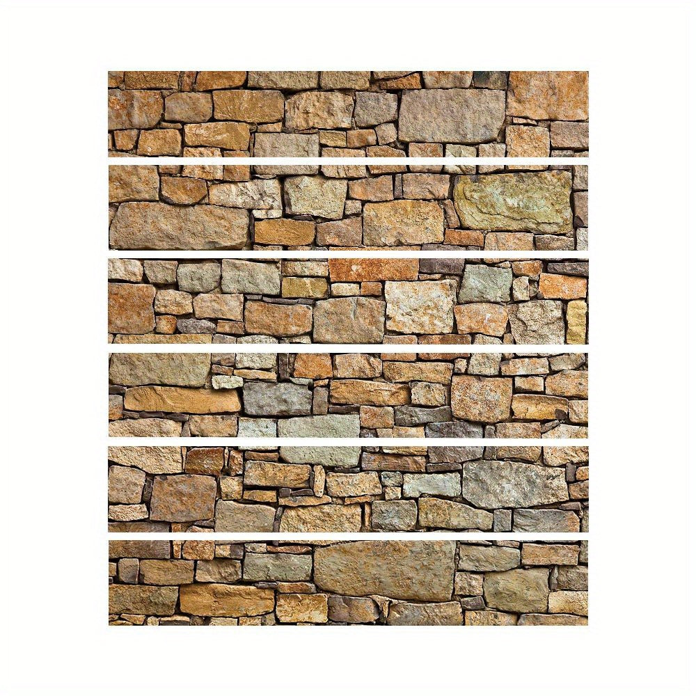 6pcs Brick Stairs Stickers 3D Stone Art Decorative Decals