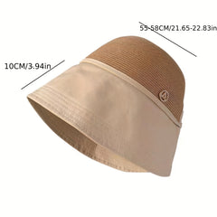 Classic Stitching Sun Hat Ponytail Casual Bucket Hat Lightweight Fisherman Cap