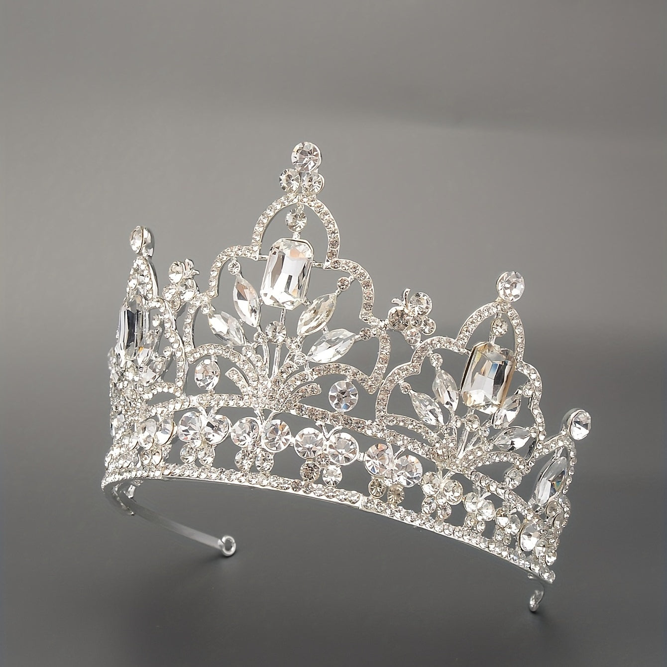 Silver Rhinestone Crown for Bride's Headwear Wedding Jewelry