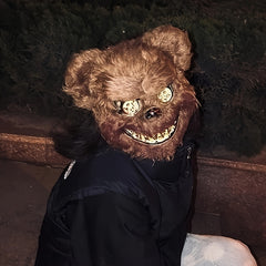 Terrifying Halloween Bear Mask Bloodied Plush Head Mask