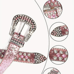 PU Leather Rhinestone Belt for Boys
