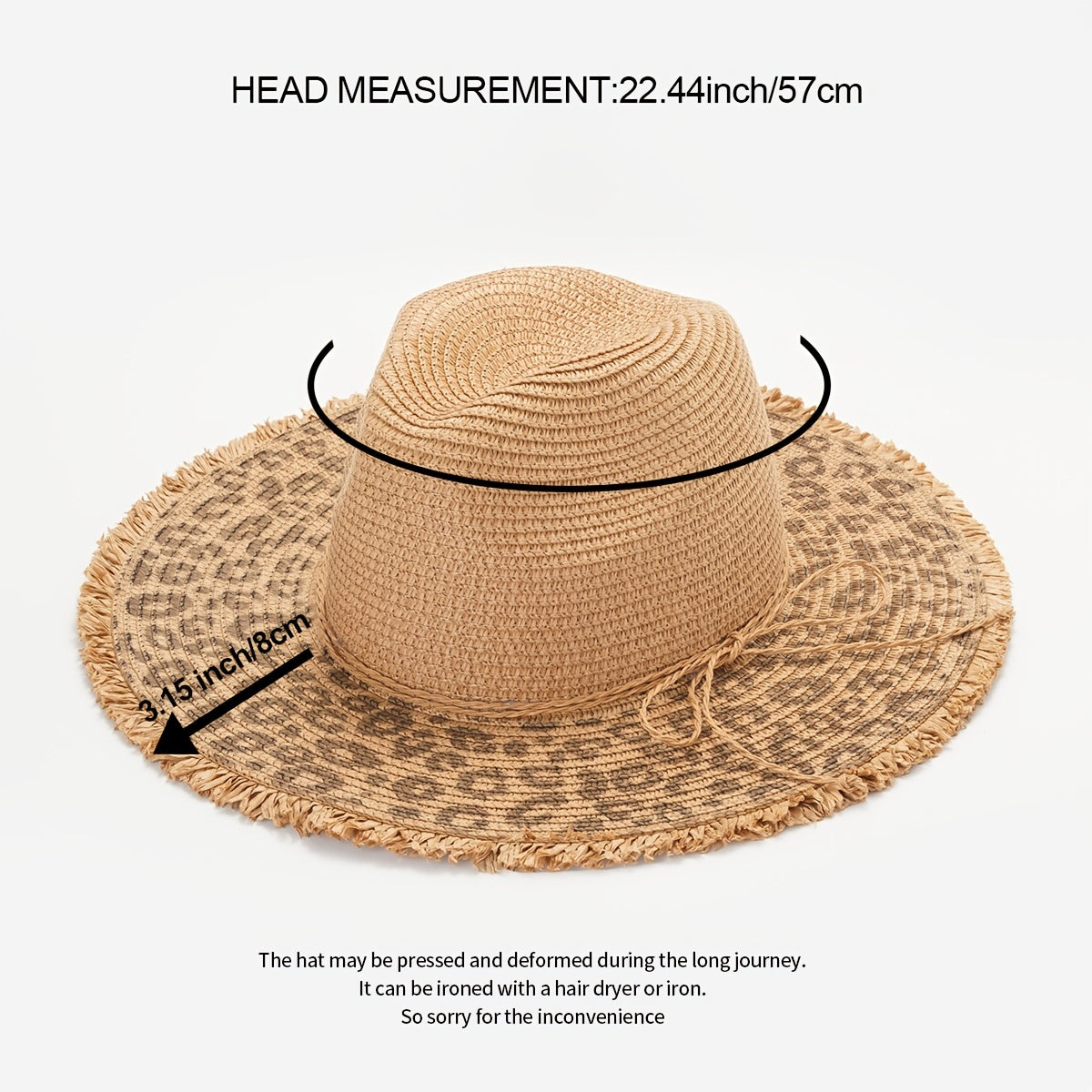 Leopard Raw Edge Fedora Staw Hat Tassel Cowboy Hats For Women