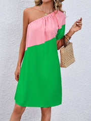 One Shoulder Ruched Midi Dress