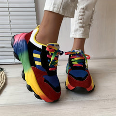 Women's Colorful Lace Up Mesh Sneakers Non Slip Sport Shoes
