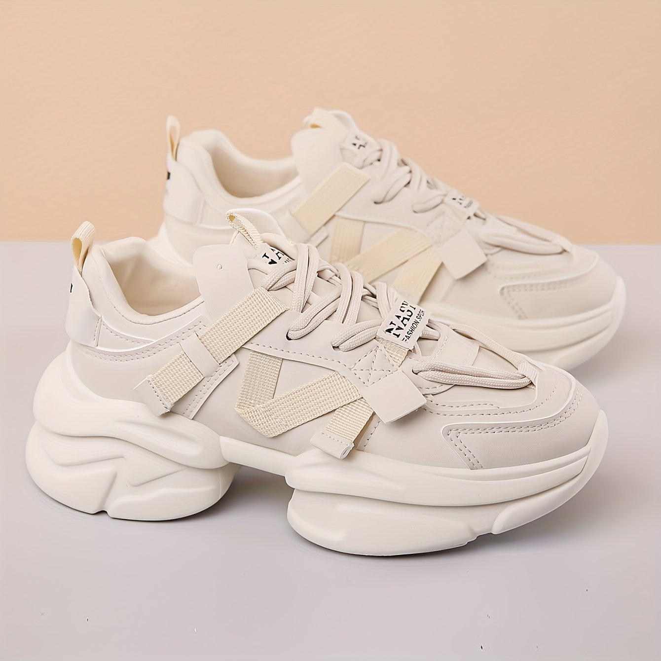 Women's Chunky Heel Sneakers Lace Up Outdoor Shoes Sport Shoes