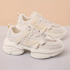 Women's Chunky Heel Sneakers Lace Up Outdoor Shoes Sport Shoes