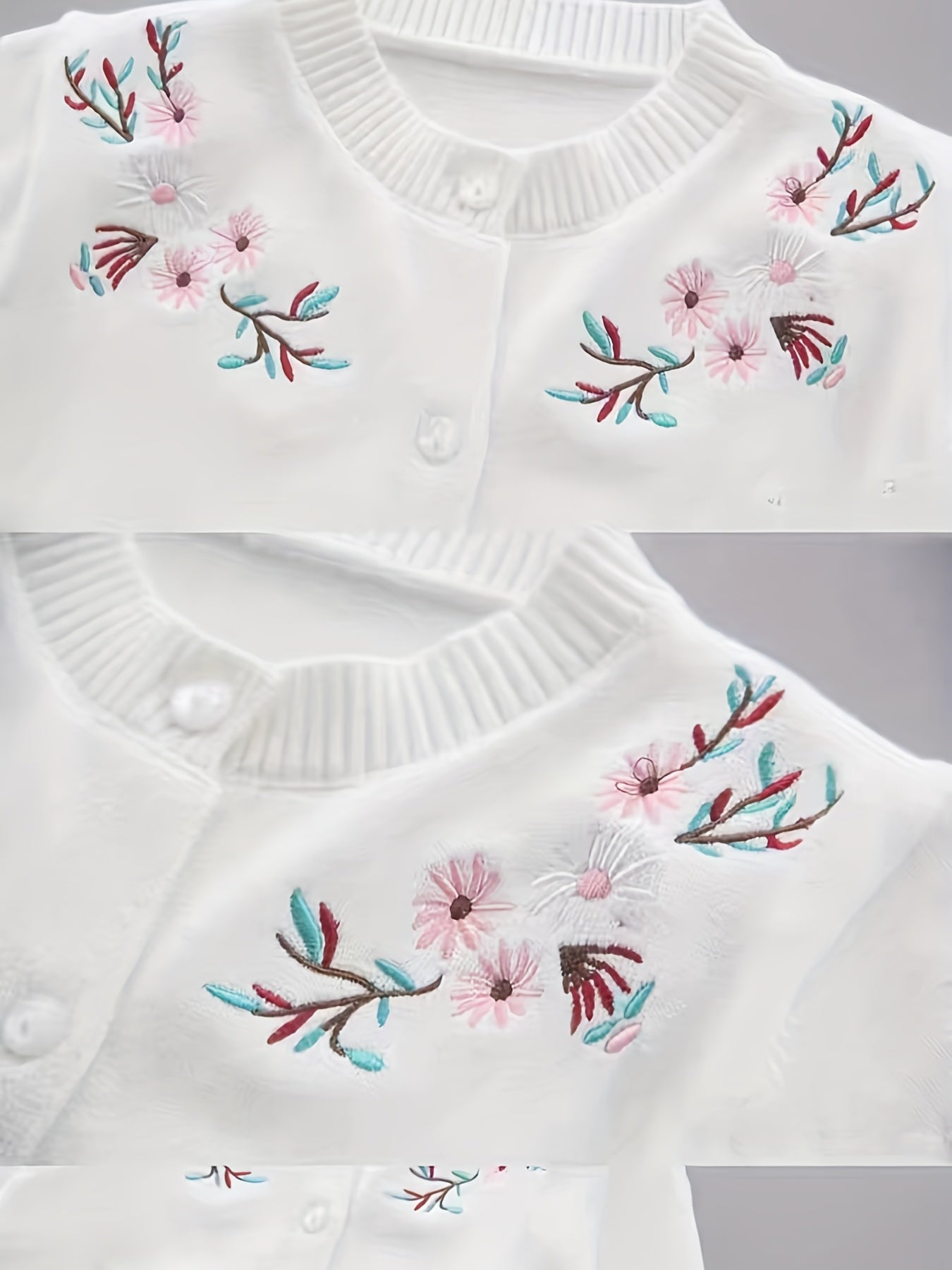 Floral Knitted Cardigan for Little Girls Spring Autumn Cotton Sweater Coat