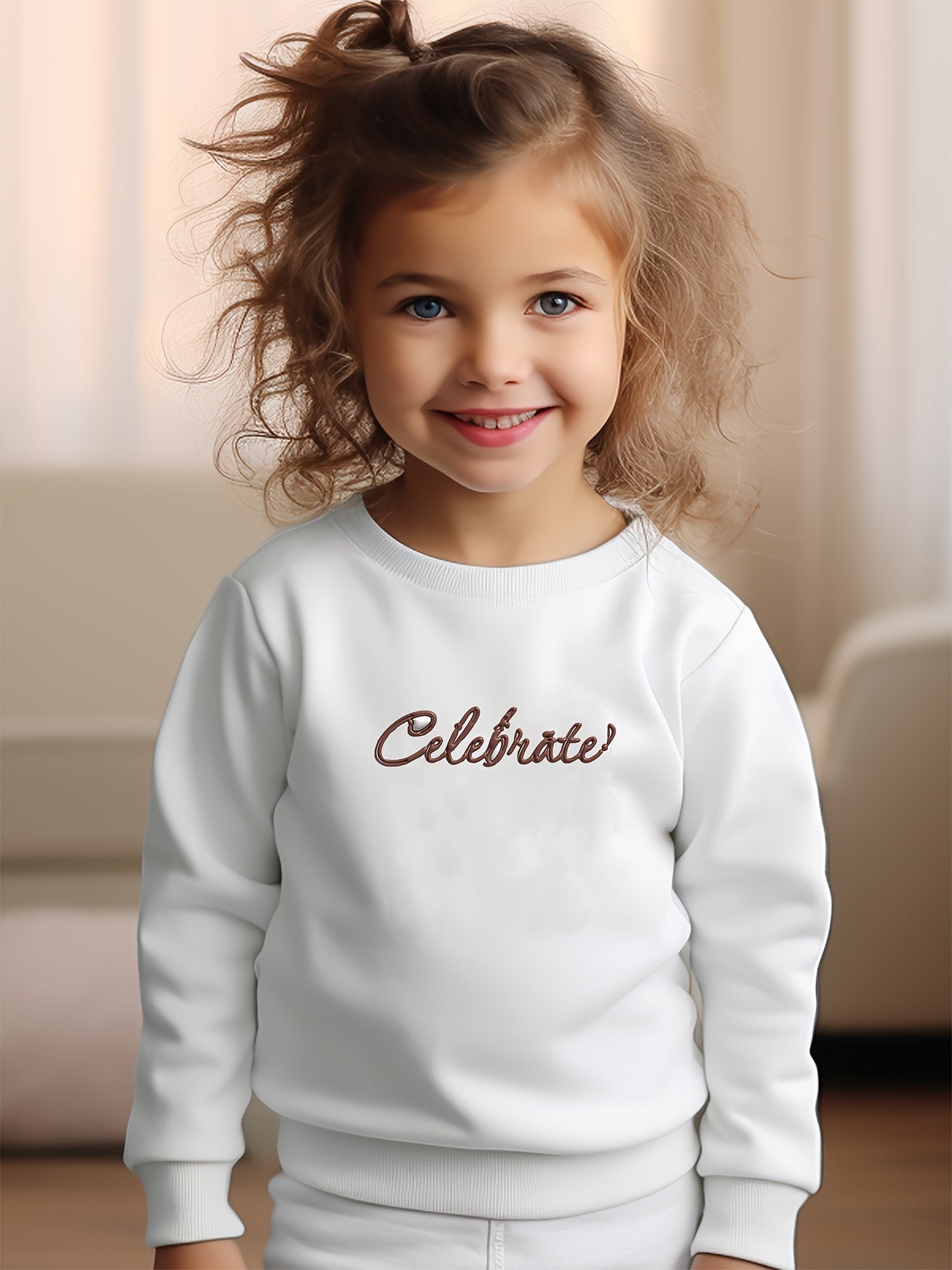 Girls Boys CELEBRATE Print Sweatshirt For Spring Fall