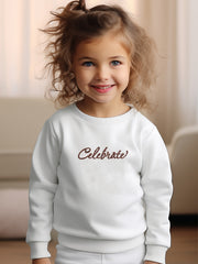 Breathable CELEBRATE Graphic Crew Neck Long Sleeve Sweatshirt Pullover