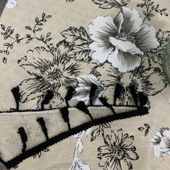 Floral Round Tablecloth Cotton Linen Table Cloth With Tassels