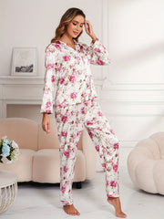 Floral Print Pajama Set Long Sleeve Top & Pants