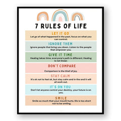 Inspirational Wall Decor 7 Rules Of Life Poster Happy Quote Feelings Poster