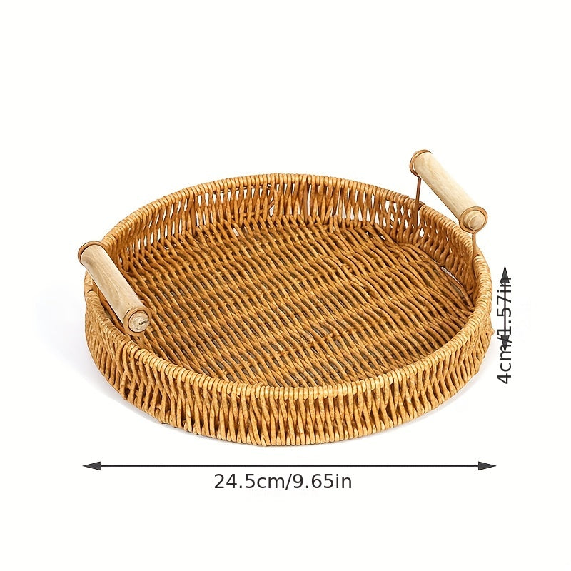 Rattan Serving Tray Heat Insulated Durable Basket Food Storage Display