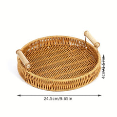Rattan Serving Tray Heat Insulated Durable Basket Food Storage Display