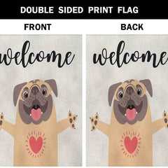 Funny Dog Welcome Burlap Garden Flag Double Sided 30 X 45