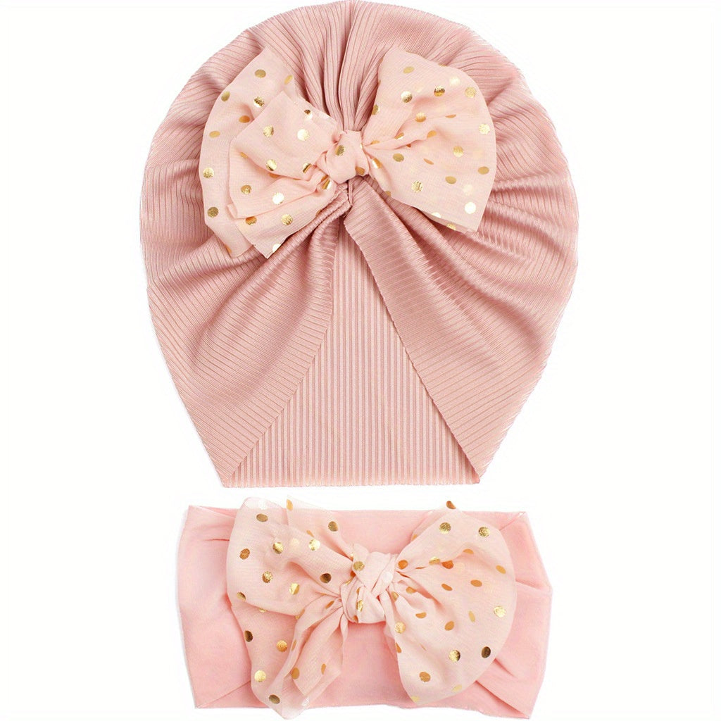 Butterfly Knot Baby Hat And Headband Set
