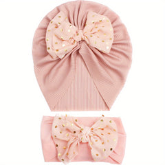 Butterfly Knot Baby Hat And Headband Set